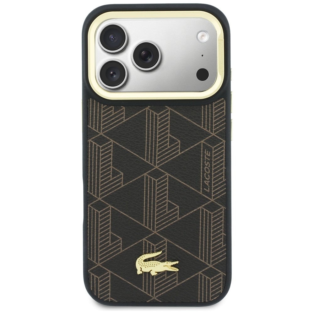 Husa Lacoste PVC Blend cu Stand compatibila cu iPhone 17 Pro Max, Maro