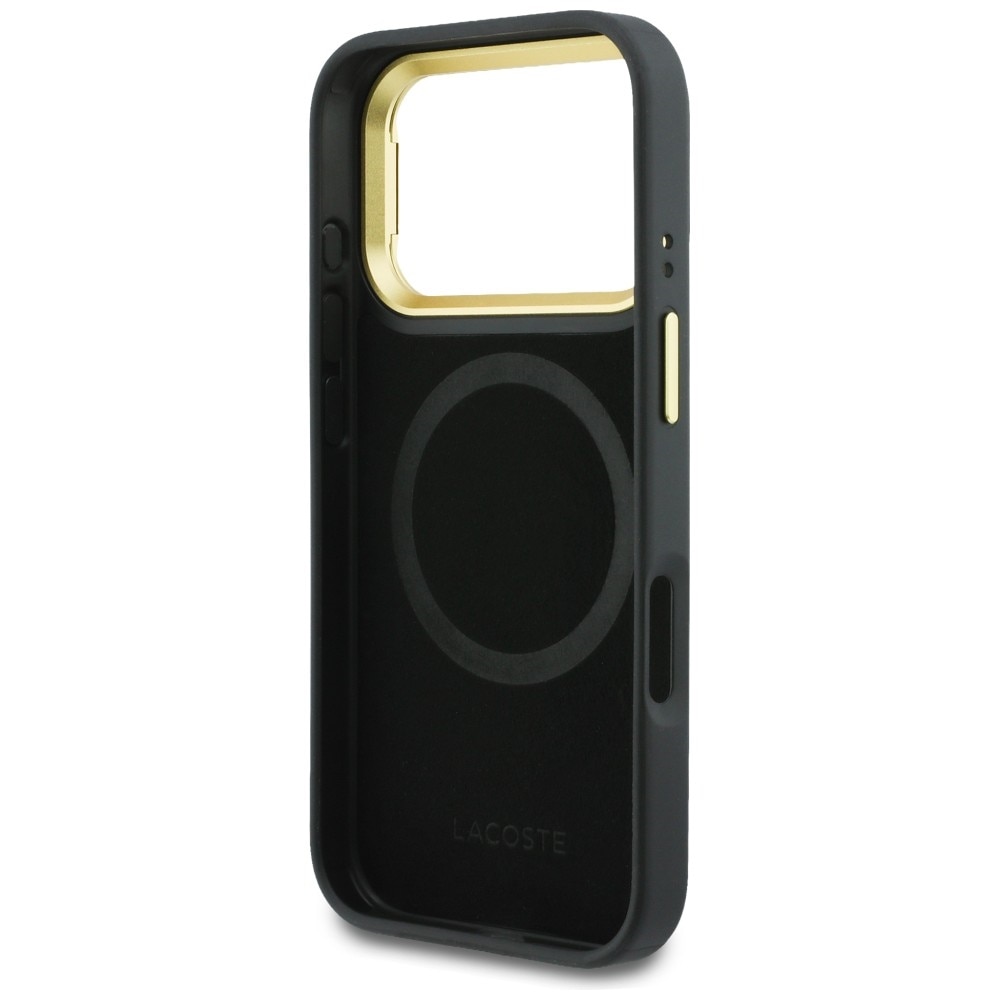Husa Lacoste PVC Blend cu Stand compatibila cu iPhone 17 Pro Max, Maro