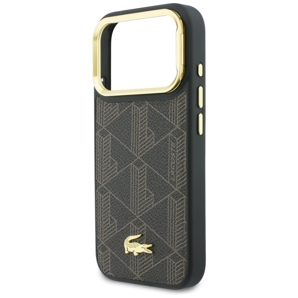 Husa Lacoste PVC Blend cu Stand compatibila cu iPhone 17 Pro Max, Maro