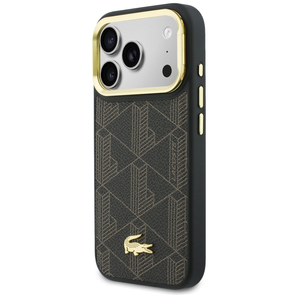 Husa Lacoste PVC Blend cu Stand compatibila cu iPhone 17 Pro Max, Maro