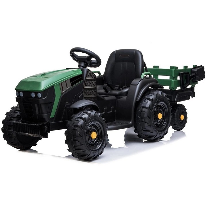 Mamido Tractor electric pentru copii Farmer cu remorca si lopata verde 12V10Ah roti EVA