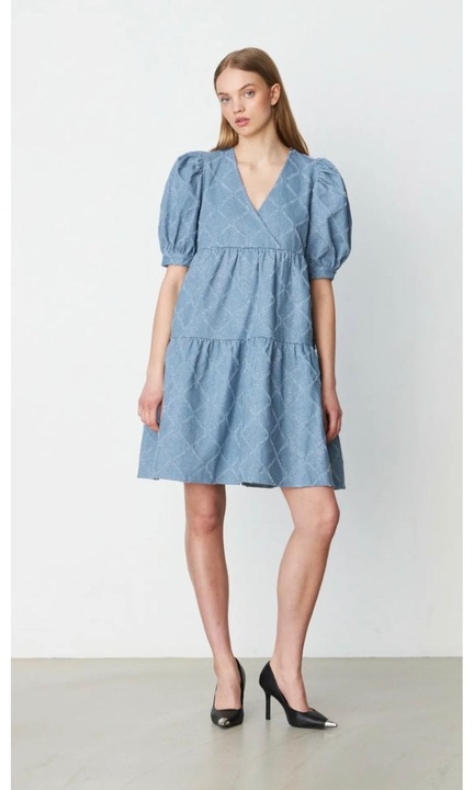 Rochie Cras, Denim stralucitor si cu striatii perforate, 36, S