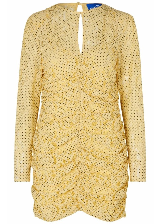 Дантелена рокля Cras, жълта, размер 38, с отвори на врата