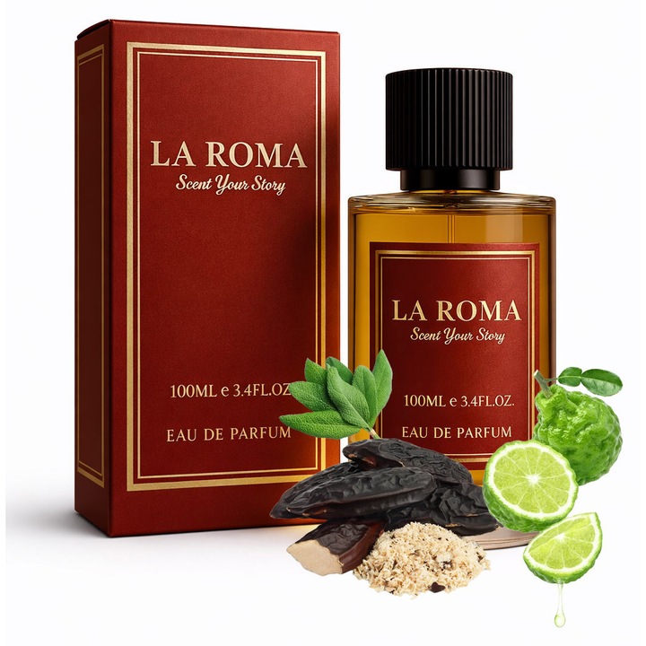 La Roma M-7 SanLoren Eau de Parfum férfiaknak, energikus és elegáns férfiaknak, friss, intenzív és kifinomult illat, aromás/fougere, bergamottal, zsályával és tonkával, 100 ml