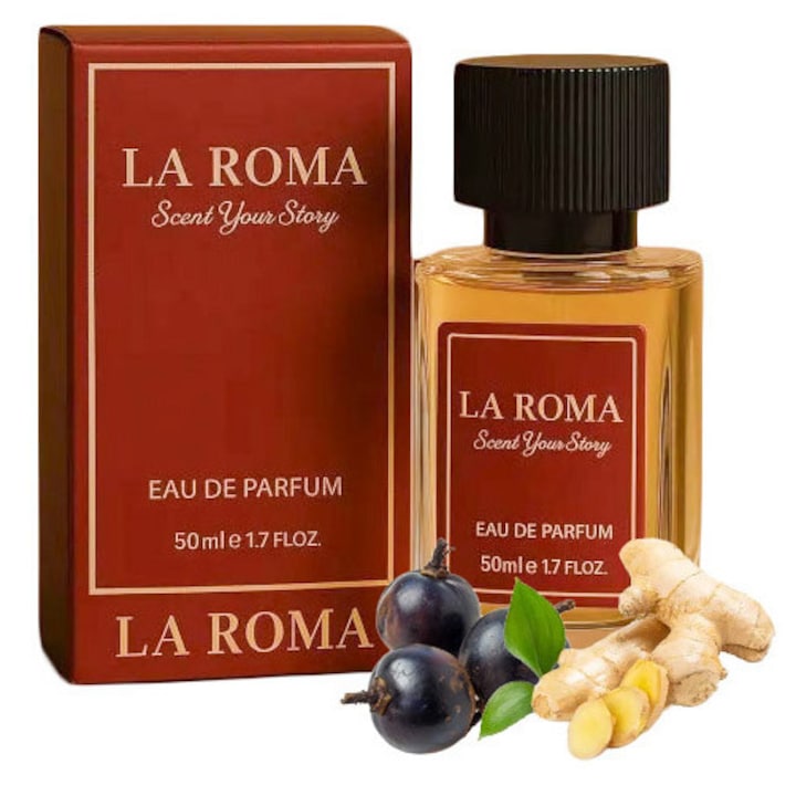 La Roma M-3 Bossy Scent férfi Eau de Parfum, csábító, kifinomult és mágneses férfiaknak, orientális-aromás, tartós, maninka, bőr és gyömbér illattal, 50ml