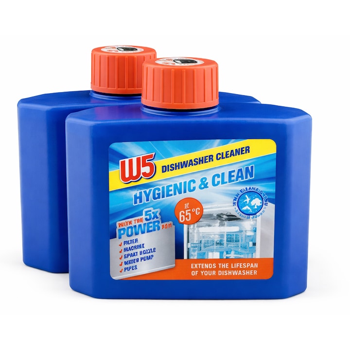 Detergent lichid W5 pentru igienizarea masinii de spalat vase 2x250-ml