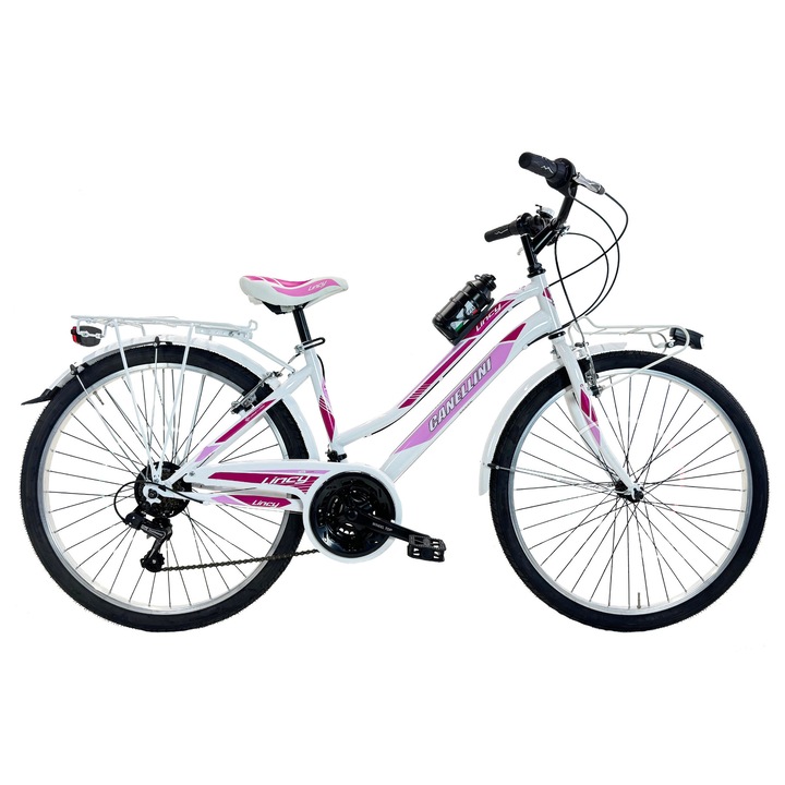 Bicicleta pentru fete Canellini LINCY 26" - Alb/Roz