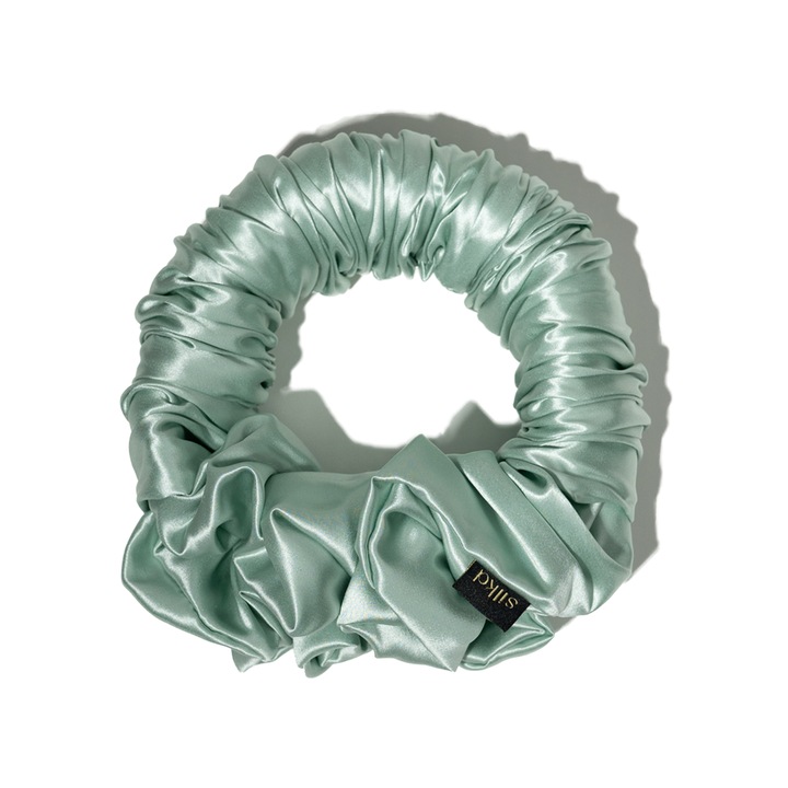 Ondulator fara caldura tip elastic de par, Silkd, matase Mulberry 19 momme, verde menta