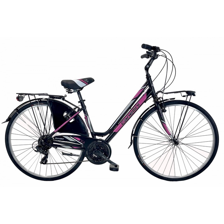 Bicicleta de oras Canellini DEA dama 21 viteze - Negru/Fucsia
