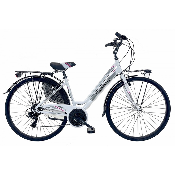 Bicicleta de oras Canellini DEA dama 21 viteze - Alb/Fucsia