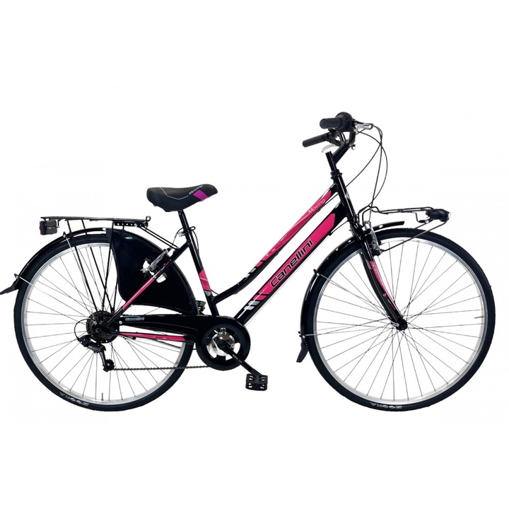 Bicicleta de oras Canellini MOVING 28" dama, Negru/Fucsia, 6 viteze, roti 28"