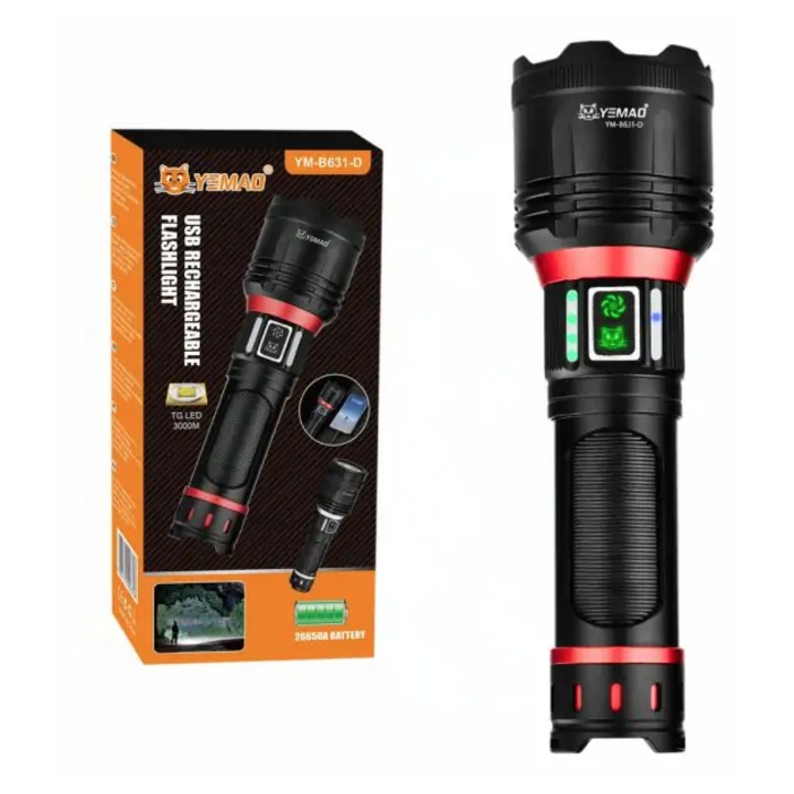 Тактически фенер YM B631 D 2500LM батерия 26650 (5000 mAh)