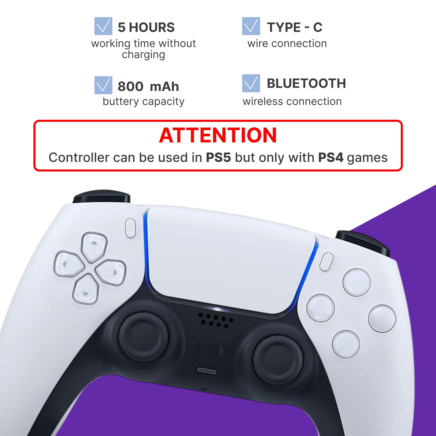 Controler Wireless Dual-Sense, Alb-negru, HAPPY JOKER, Incarcare TYPE-C, Senzor de miscare