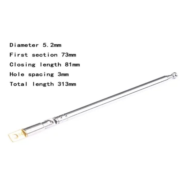 Antena telescopica 110-313mm 5 segmente + balama ANTENA-RADIO6