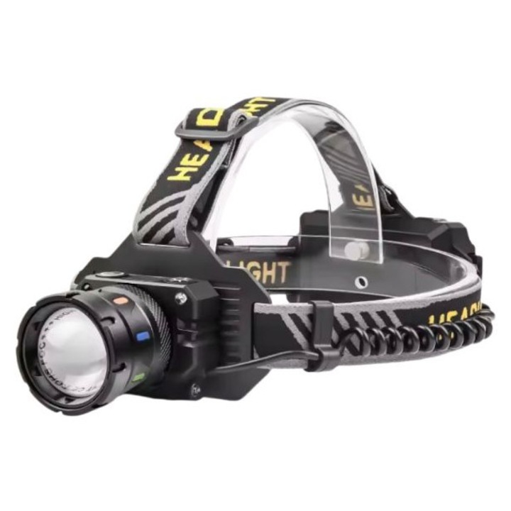 LED челник COBA CB-T701D, сензор за движение, увеличение, външна батерия, черен, 3 батерии 18650