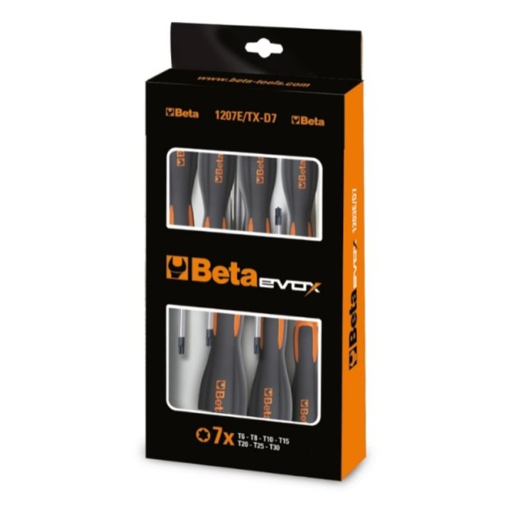 Set de șurubelnițe Beta, 7 bucăți, cap Torx, 11, 69x5, 83x1, 81cm