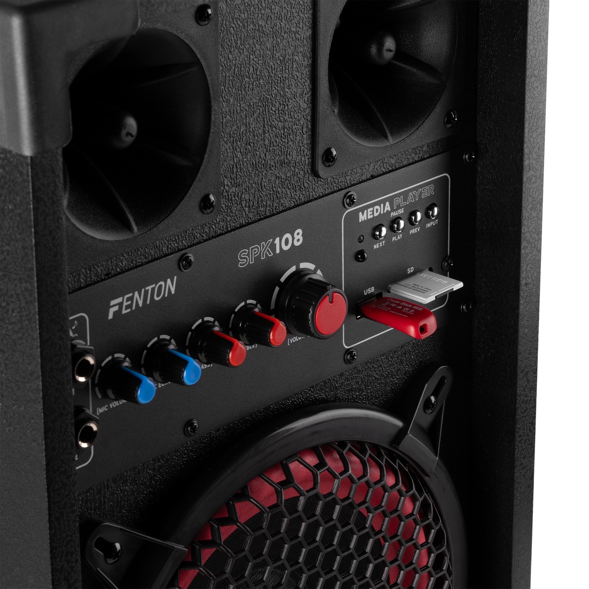 Set 2 boxe active, 8”, 200W RMS, LED, Bluetooth/USB/SD, Fenton SPK-108
