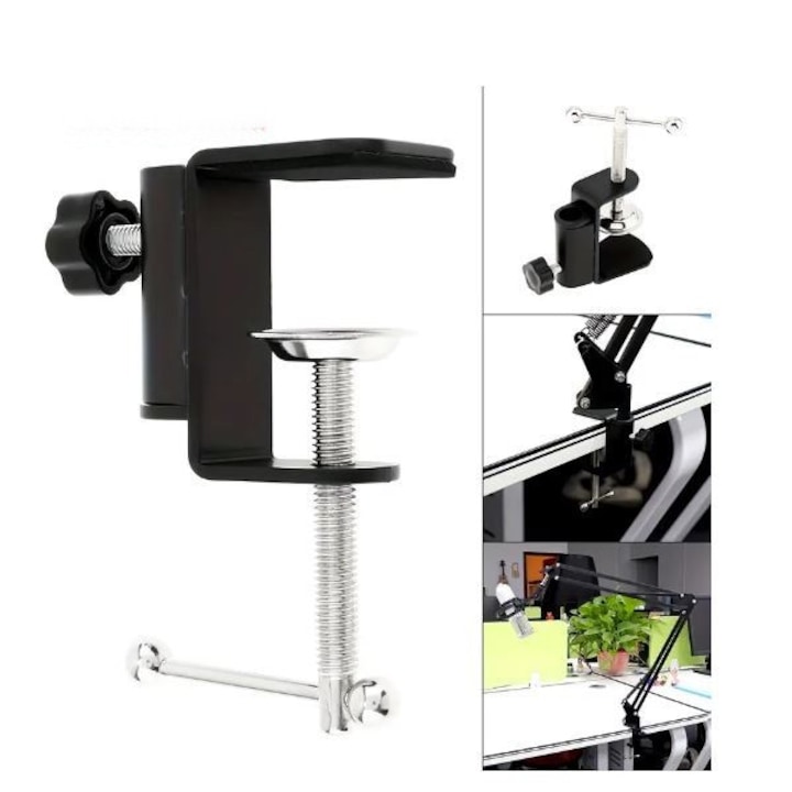Clema brat SkyTechs® suporturi metalic prindere antiderapanta pentru brat flexibil microfon / lampa de birou diametrul soclului 12, 5 mm