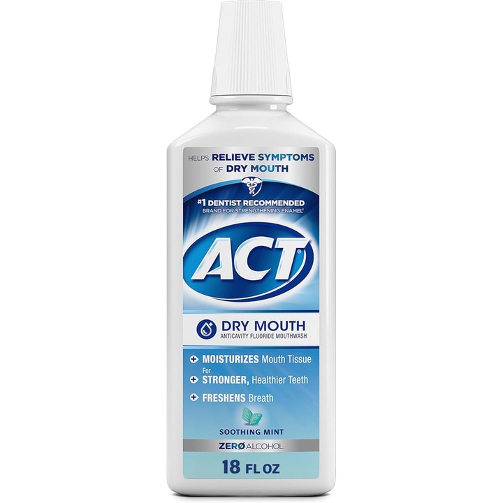Szájvíz, ACT, Üregellenes Alkoholmentes, Szuvasodás elleni, Fluor, Nyugtató Menta, 532 ml