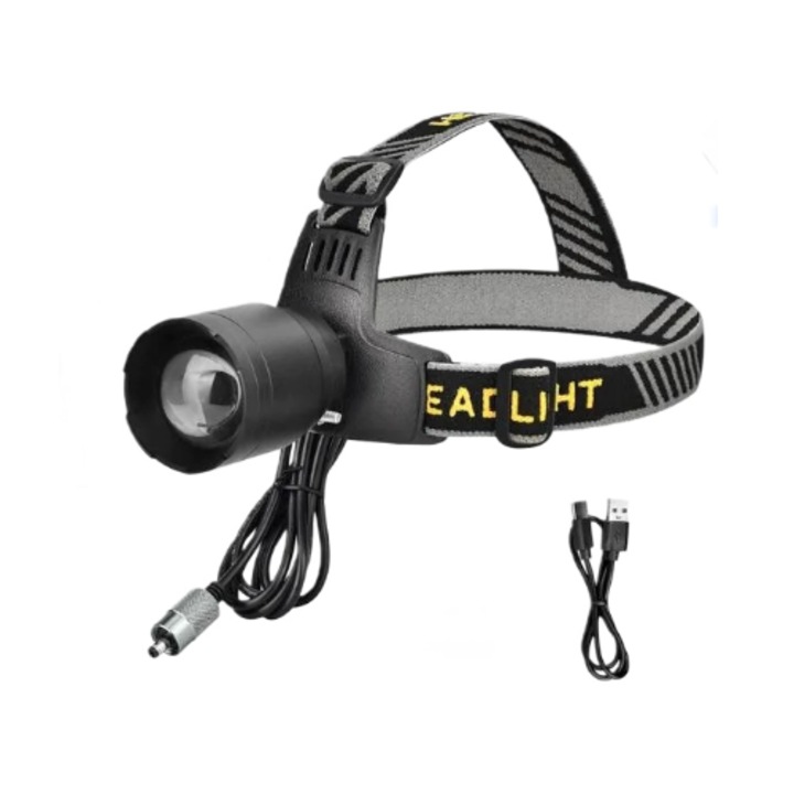 LED челник YM T102 с професионален зуум, бяла/червена светлина и USB зареждане