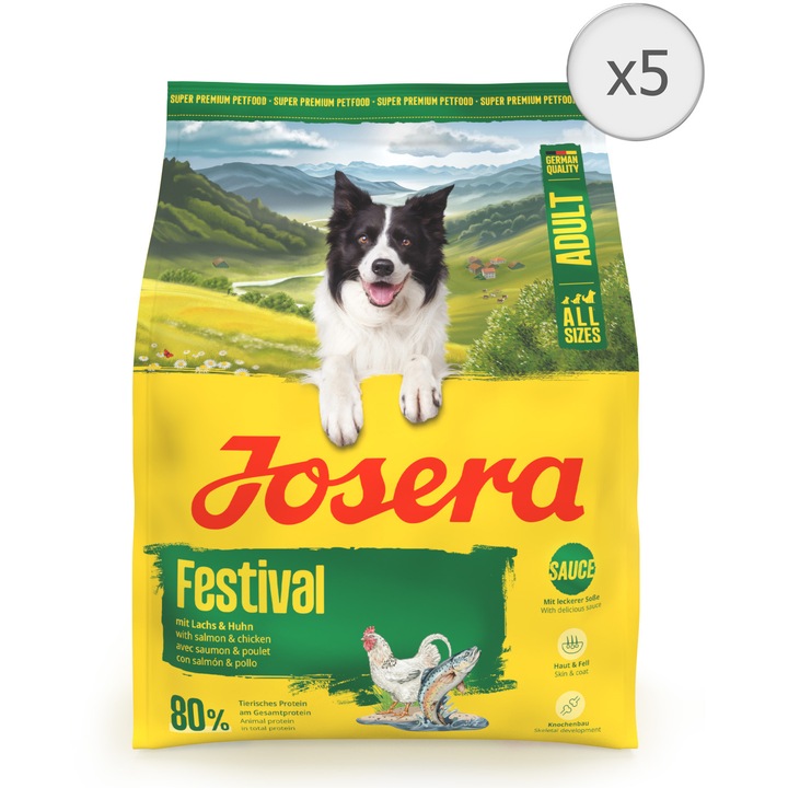 Hrana uscata pentru caini Josera Festival Adult, 5 x 900 g, 4.5 kg
