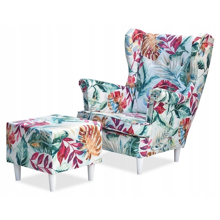 Fotel Uszak ARI cu suport, Family Meble, tkanina M 131, multicolor, 84x92x104cm