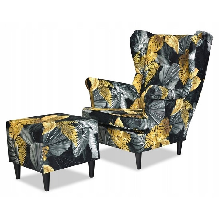 ARI Uszak fotel tartóval, POLY 3 anyag, arany mintás modell, 84x92x104cm