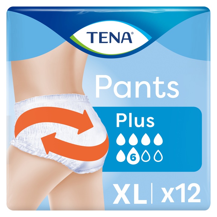 Chilot pentru incontinenta adulti, Tena Pants Plus, marime XL, 12 bucati