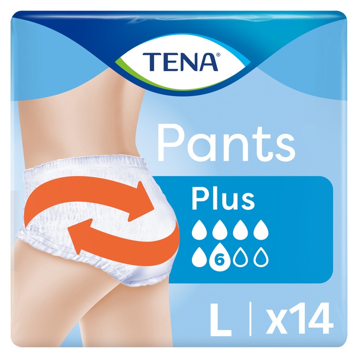 Chiloți pentru incontinență pentru adulți, Tena Pants Plus, mărimea L, 14 bucăți