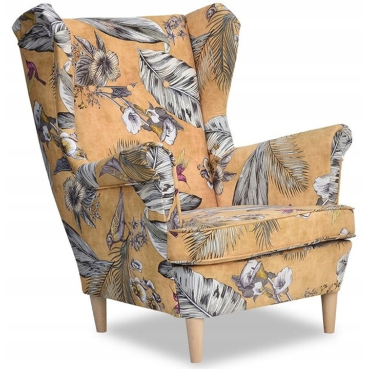 Fotel Uszak ARI, Family Meble, SPRING 3 modell, mustársárga, 84x92x104cm