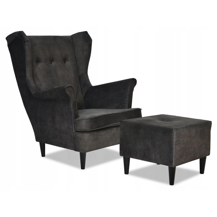 Fotel lábtartóval, Family Meble, grafit, 84x92x104cm