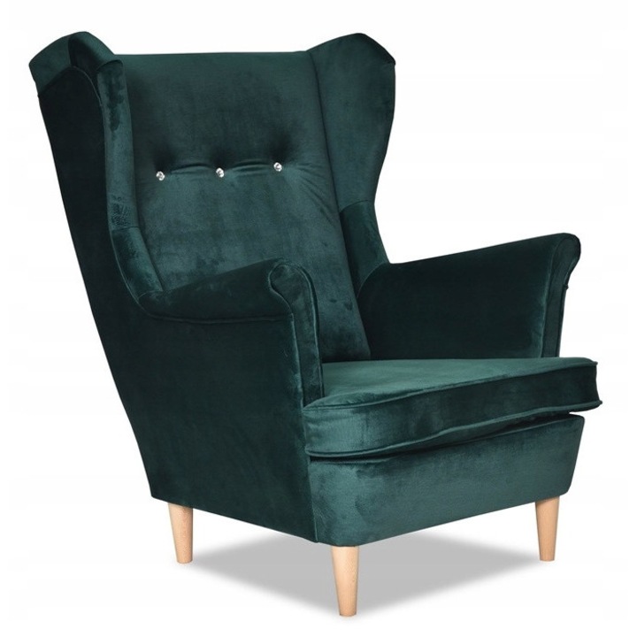 Fotel Uszak ARI, Family Meble, MONOLITH 37 szövet, sötétzöld, méretek 84x92x104cm