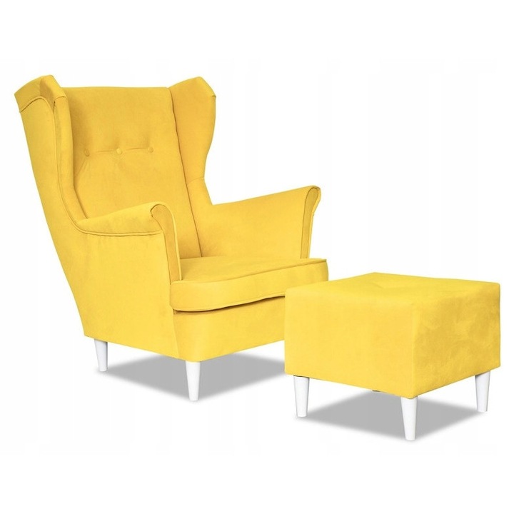 Fotel, Family Meble támasztékkal, sárga, 104x84x92cm, Family Meble