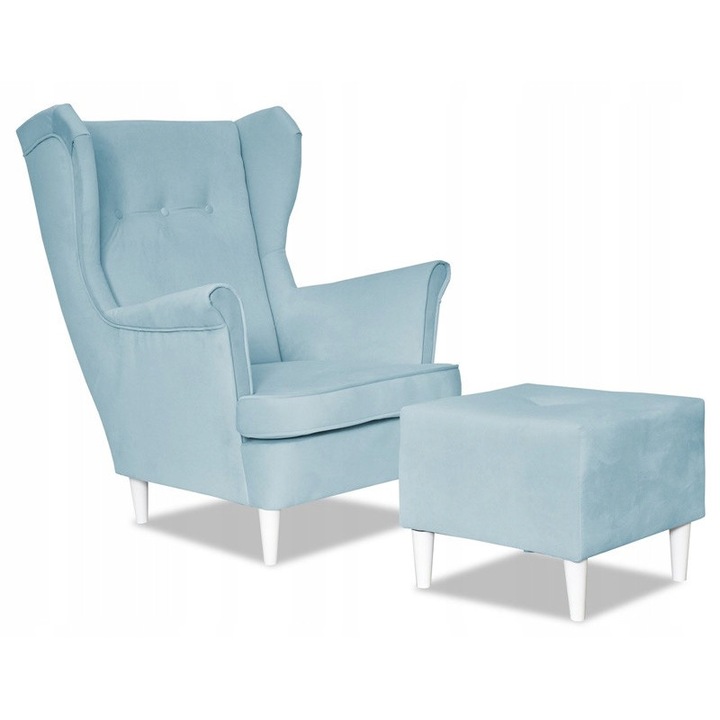 Fotoliu cu suport, Family Meble, TRINITY 22, albastru deschis, 104x84x92cm
