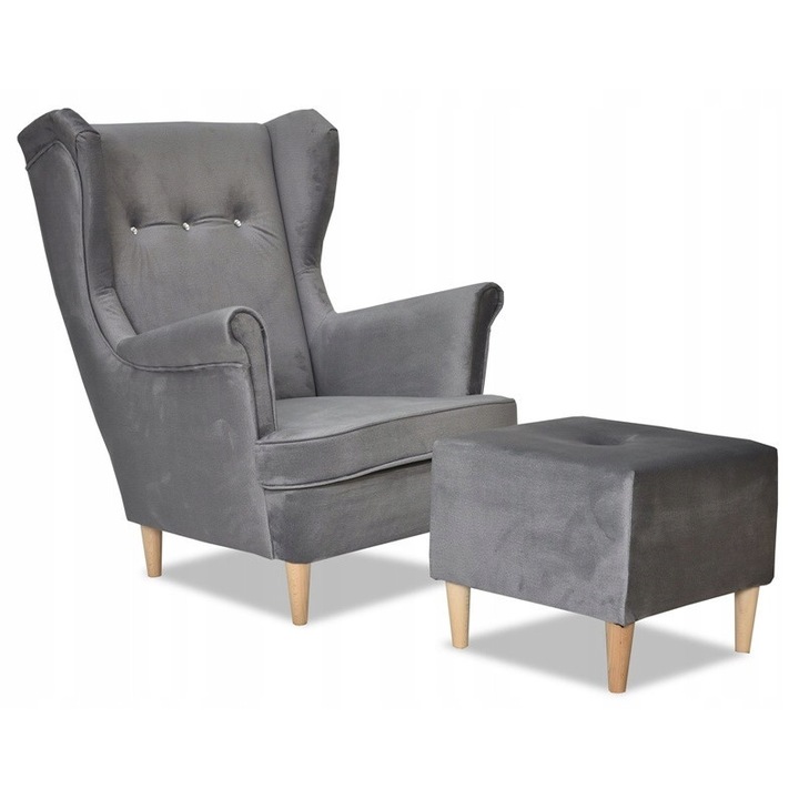 Fotel, Family Meble támasztékkal, MONOLITH 85, szürke, 84x92x104cm