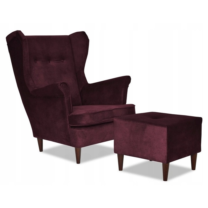 Fotel lábtartóval, Family Meble, AURA 06, sötétlila 104x84x92cm