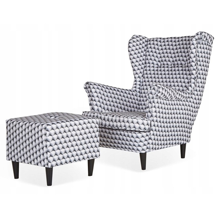 Fotel lábtartóval, Family Meble, 3D szürke, 84x92x104cm