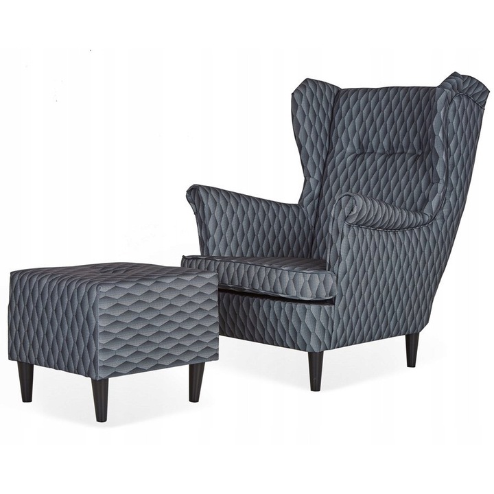 Fotel lábtartóval, Family Meble, M 55, grafit, 104x84x92cm