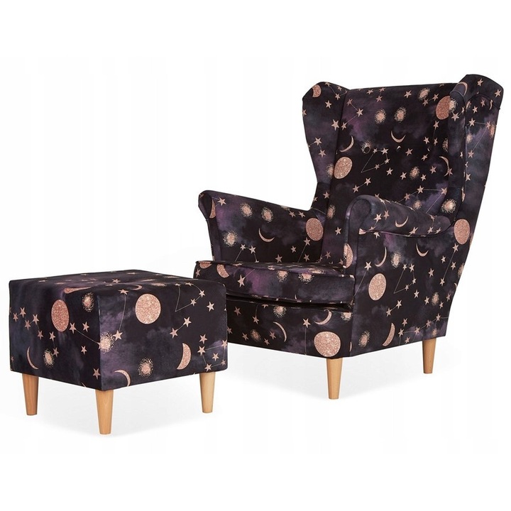 Fotoliu, Family Meble cu suport, material M 130, motiv nori, 84x92x104cm