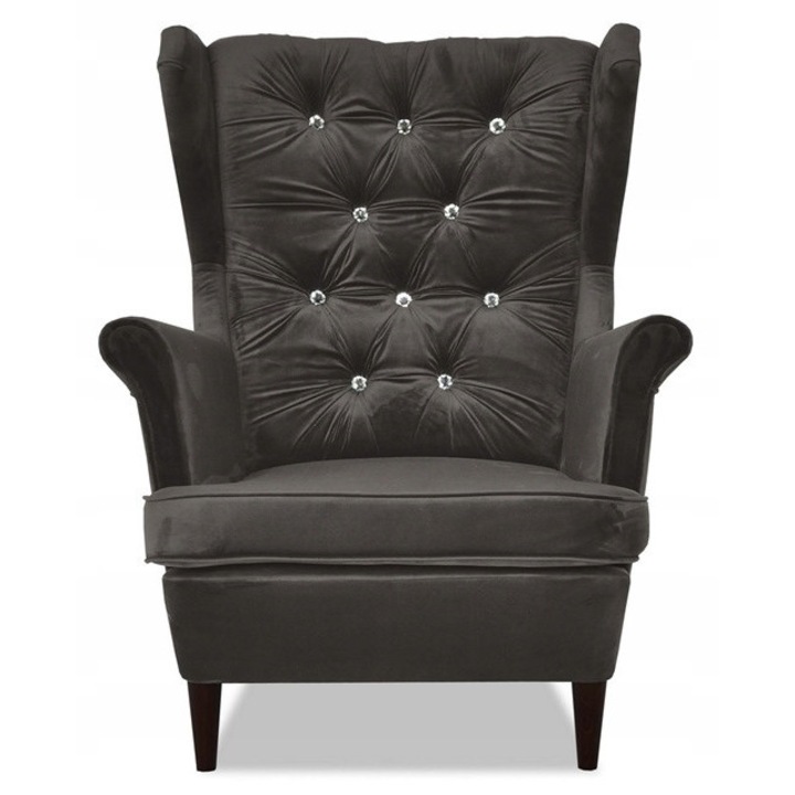 GAJA fotel, grafit, 104x84x92cm, Swarovski kristályokkal, lábtámasz nélkül