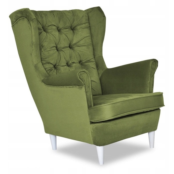 Fotoliu GAJA, stil scandinav, tkanina MONOLITH 38, verde masliniu, dimensiuni 104x84x92cm