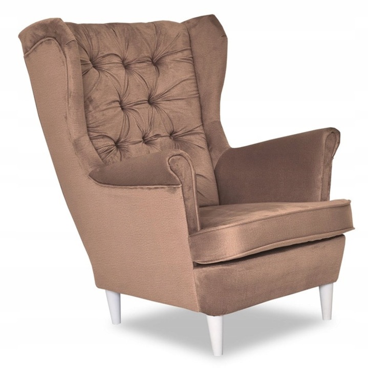 Fotel Uszak GAJA, barack, 104x84x92cm, lábtartó nélkül