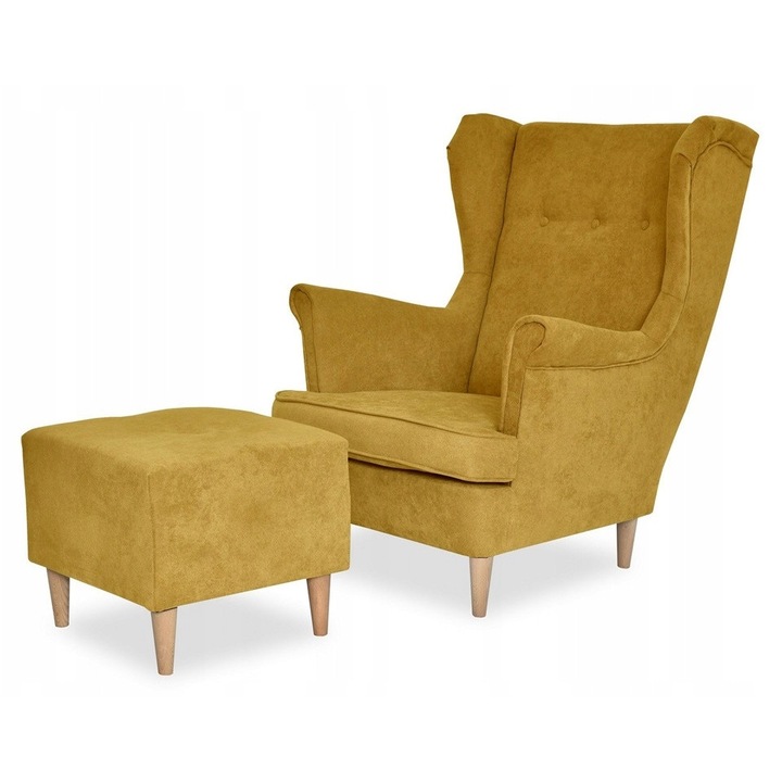 ARI fotel támasztékkal, Family Meble, mustársárga, 84x92x104cm