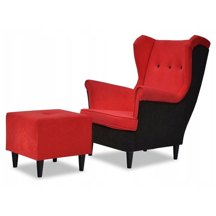 DUO fotel támasztékkal, Family Meble, piros és fekete, 104x84x92cm
