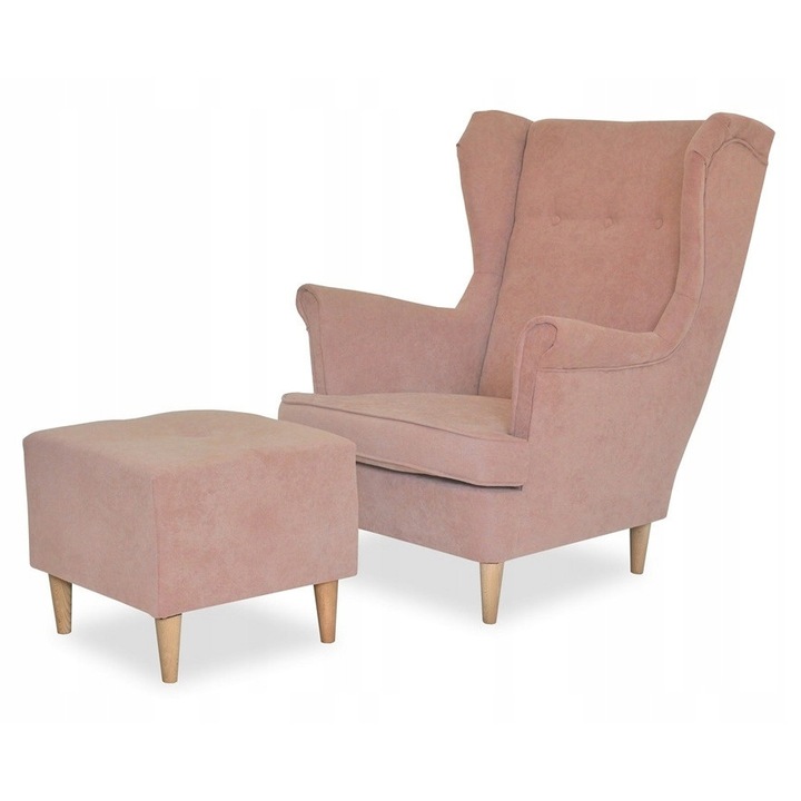 Fotoliu ARI cu suport, Family Meble, roz deschis, 84x92x104cm