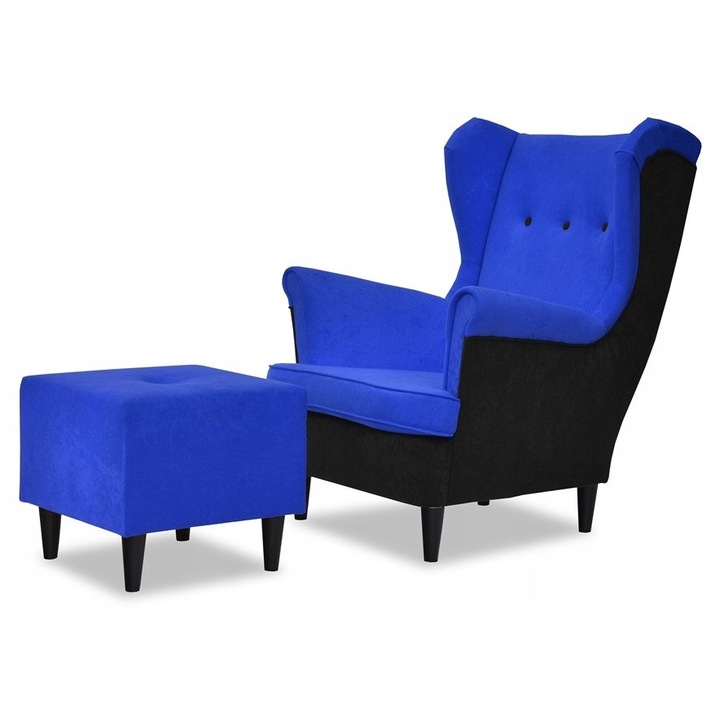 Uszak DUO fotel, Family Meble, kék-fekete, 84x92x104cm