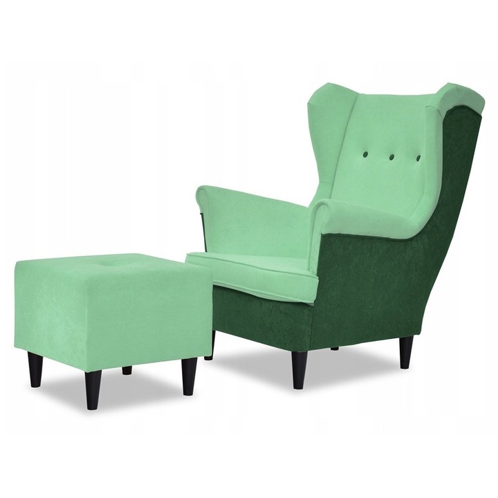 Uszak DUO fotel, Family Meble, hordó zöld, mintás, 84x92x104cm