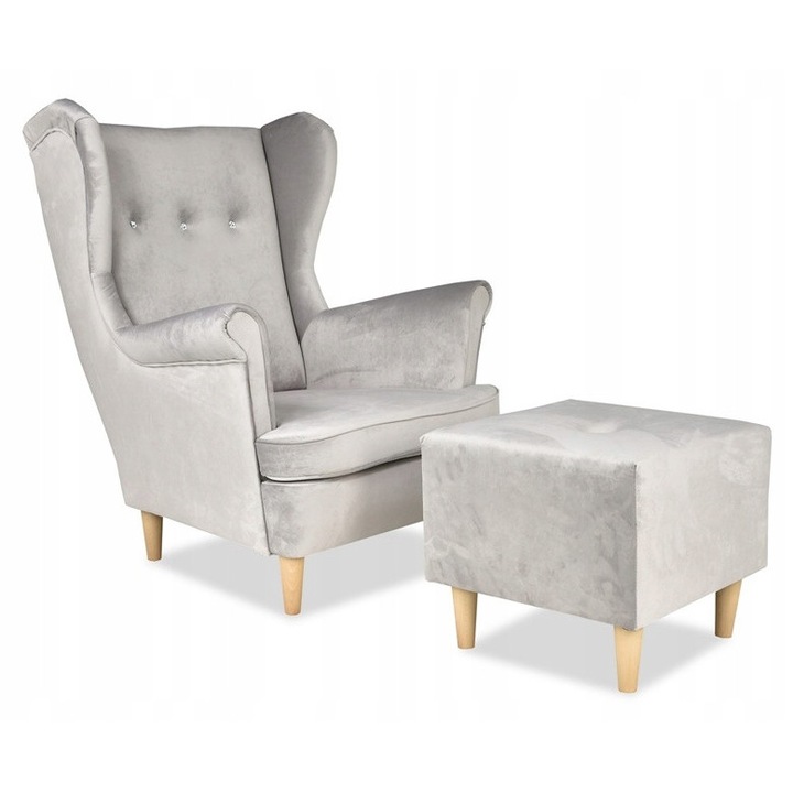 ARI fotel, Family Meble, ROYAL 26, világosszürke, 104x84x92cm