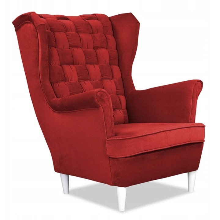 Fotoliu CAROL, Family Meble, stil scandinav, rosu inchis, 104x84x92cm