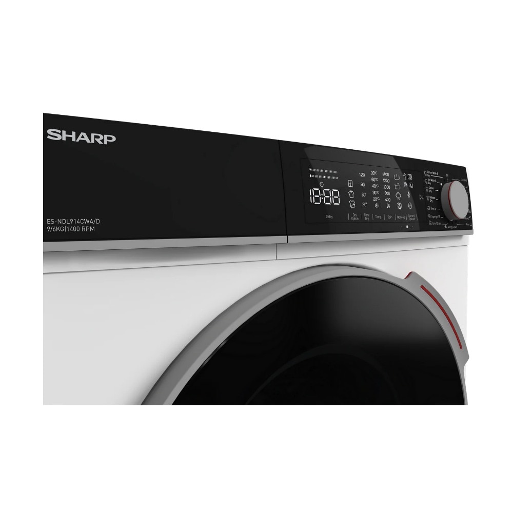 Masina de spalat rufe cu uscator Sharp ES-NDL914CWA/D, Advanced Inverter, Steam, Allergy Smart, TIme Dry, SuperJet, Start intarziat, 9/6 kg, 1400 rpm, Clasa A/D, Alba
